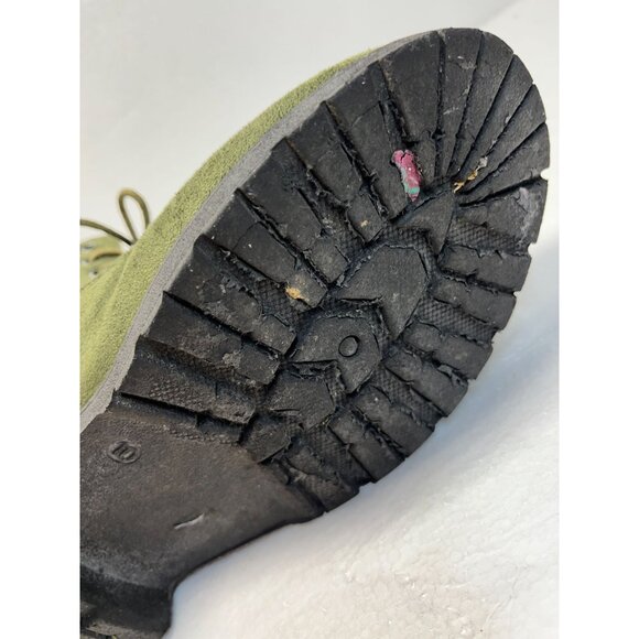Womens Modern Rebel Olive Faux Suede Ankle Boots With Faux Fur Lining & Lace-Up - Picture 13 of 14